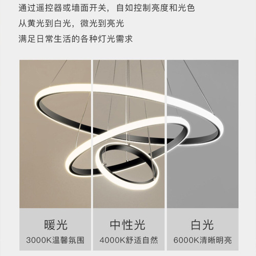 Modern Minimalist and Creative Ring Pendant Light for Restaurant, LED Hallway Chandelier, Suitable for Bedroom