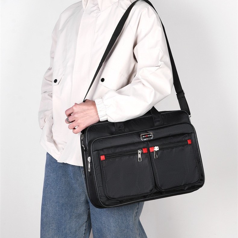 Cross-Border Large-Capacity Business Computer Bag, Nylon Crossbody Bag, Multi-Layer Shoulder Bag, Portable Briefcase for Outings, Casual Business