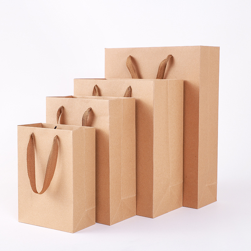 Brown Packing Paper Bag Packaging Bag Clothing Store Clothes Women's Clothing Handbag Printing Logo Custom Wedding Paper Cardboard