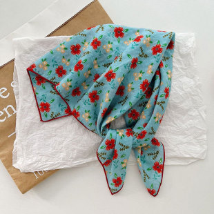 55 Cotton and Linen Small Square Scarf Women's Korean Literary Cross-border Fashion Spring and Autumn Temperament Scarf Hair Belt Decorative Small Scarf