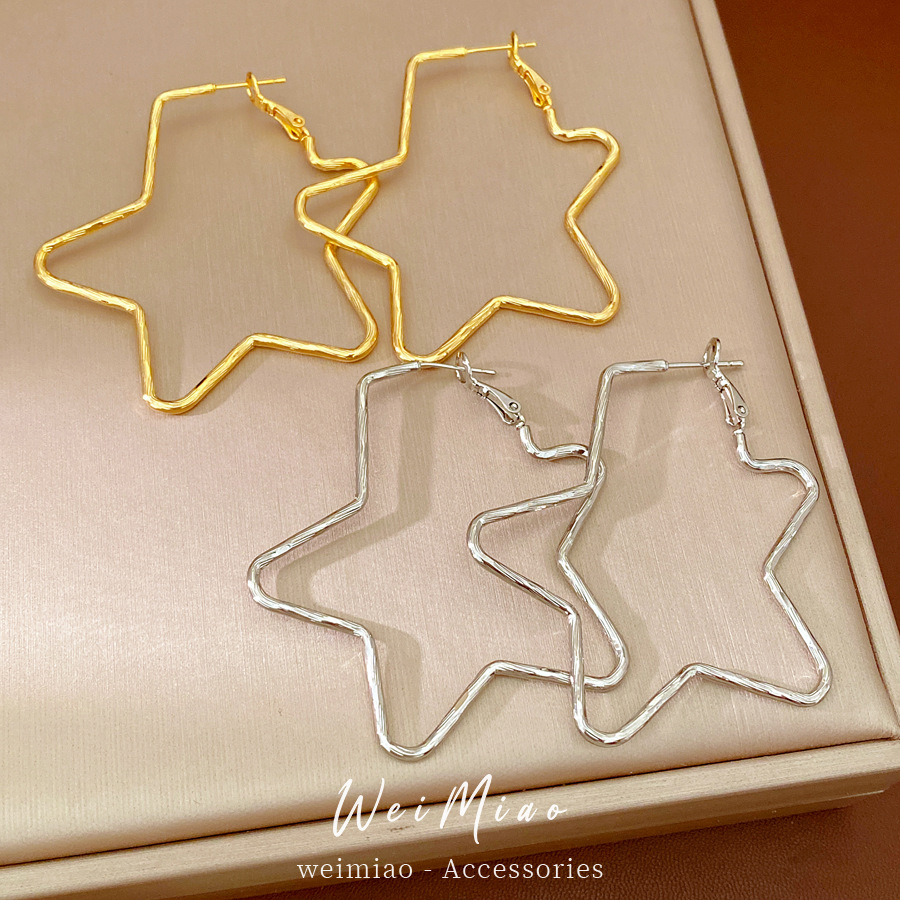 18k oro real plata galvanizado aguja estrella pendientes personalidad simple temperamento exagerado pendientes ligero de lujo de alta sensación pendientes mujeres