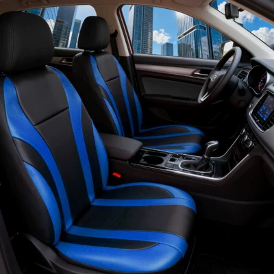 Pu Leather Car Seat Cover, Universal seat cover - blue-nine-piece-set