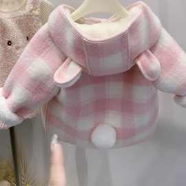 女童外套秋冬2025新款儿童加绒棉衣宝宝冬季棉袄洋气加厚呢大时尚