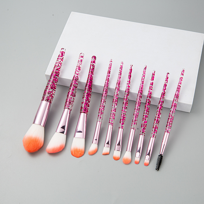 Preisgünstig für Studenten, mit Puder gefüllte Griffe, 10-teiliges Make-up-Pinselset_voghion.com