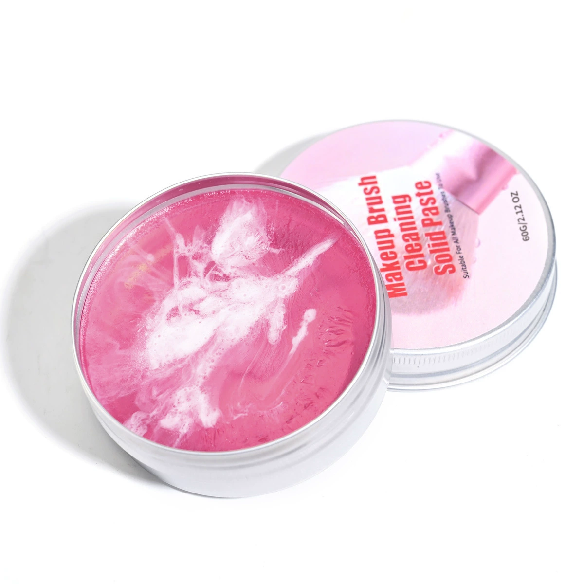 Brush Cleaning Solid Soap, 60 g compact tin — with sponge, cherry/ocean lemon/aloe variants