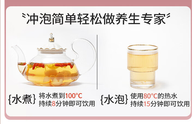 Red Ginseng Longan Goji Herbal Tea Blend with Lily Poria Red Date Mulberry Rose 15g x 15 Cans Cold Brew Wellness Tea in use