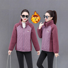 奥粒绒棉服外套女童冬季校服内搭字母刺绣立领棉袄外穿保暖上衣