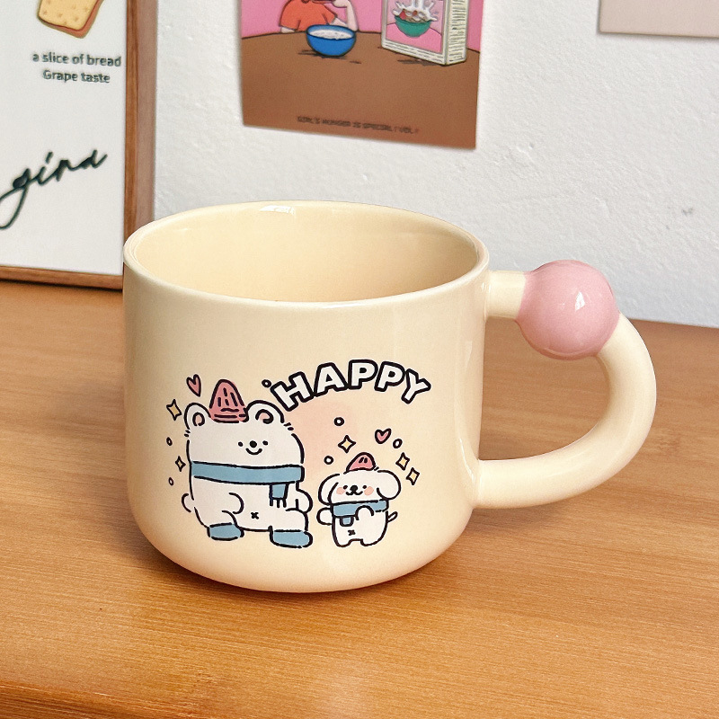 Líneas lindas para cachorros tazas de agua de cumpleaños regalo de mano tazas de cerámica de oficina tazas de café con tapa tazas de pareja