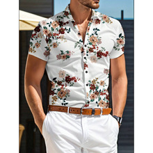 M 37366 Hawaiian Printed Lapel Short Shirt ������ӡ�������