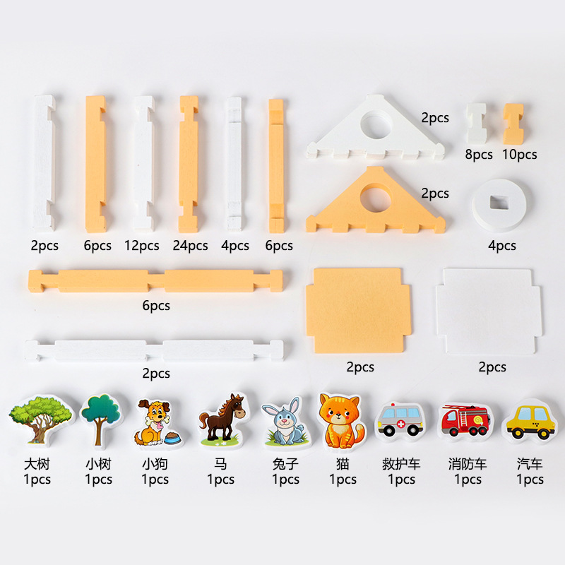 Nuevos productos transfronterizos Educación temprana de madera para niños Luban Estructura de espiga y espiga Bloques de construcción de rompecabezas Construcción de espacio creativo