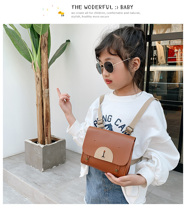 Synthetic Leather Lining Material Waterproof Solid Color Casual School Kids Backpack