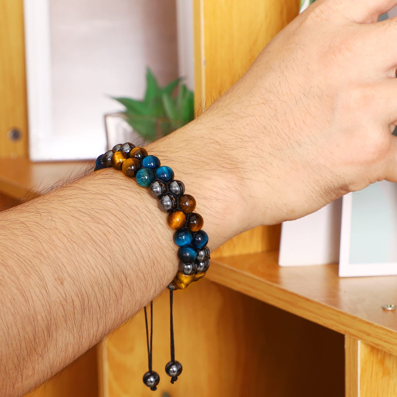 Retro Gradient Color natural stone Handmade Bracelets 1 Piece