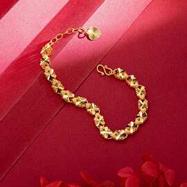 爱心幸运草铜手链手饰女黄铜镀金轻奢婚礼周年礼手环百搭饰品批发
