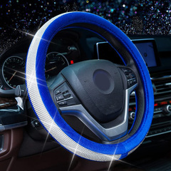 Car steering wheel cover with diamond water drill gold velvet all-season universal interior cross-border best-selling steering wheel cover wholesale