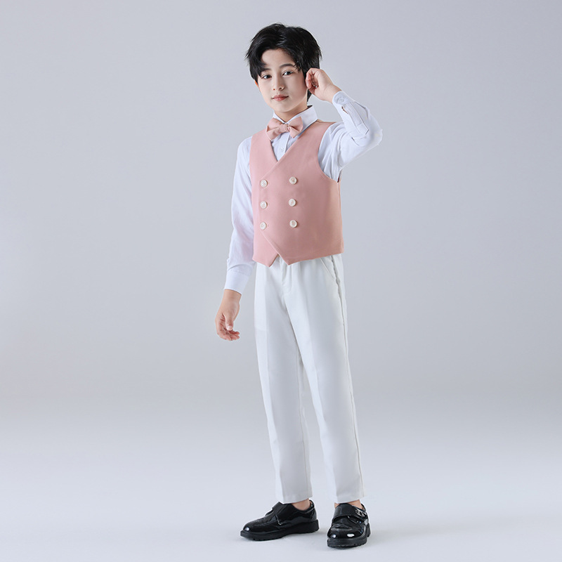 Trajes infantiles chaleco set otoño nuevo estilo británico chico anfitrión de aniversario piano show set