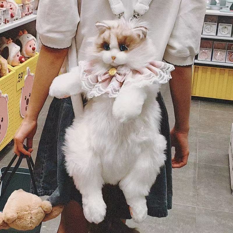 Cute Ragdoll Cat Backpack Doll Plush Toy Comfort Doll Girl's Birthday Toy Gift T7