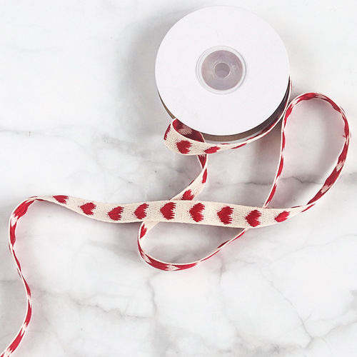Colored cotton ribbon 1.6CM double city heart ribbon heart love ribbon cotton strips decorative ribbon