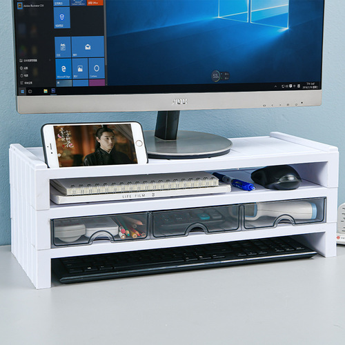 Monitor elevated office desktop computer base bracket desktop keyboard storage padded storage shelf