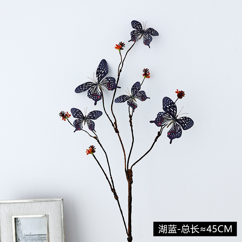 ハイエンドのシミュレーション創意5頭の蝶のシミュレーション花の家の結婚祝いのお茶のテーブルの装飾の置物の撮影の道具|undefined