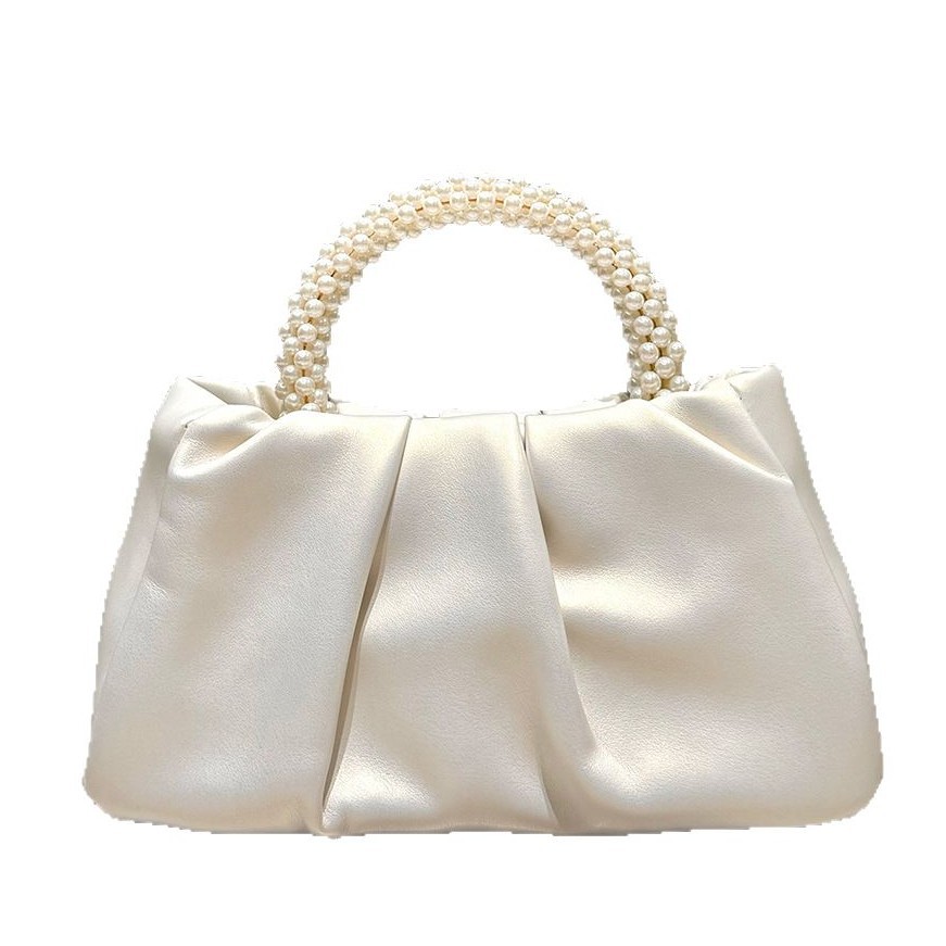Pearlescent White High End Evening Bag Beaded Handbag Cloud Bag Women's Fashionable And Elegant Handbag_voghion.com