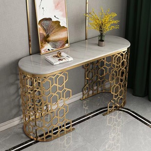 Stainless steel hallway table Nordic hallway marble hallway cabinet simple wall hallway table post-modern light luxury entrance