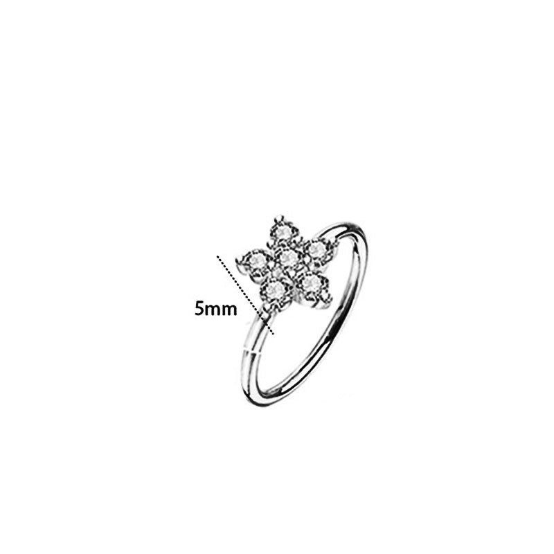 Nieuwe 15-delige set roestvrijstalen, grensoverschrijdende, populaire neuspiercings met open geometrische vormen en ingelegde zirkonia, inclusief koperen piercing._voghion.com
