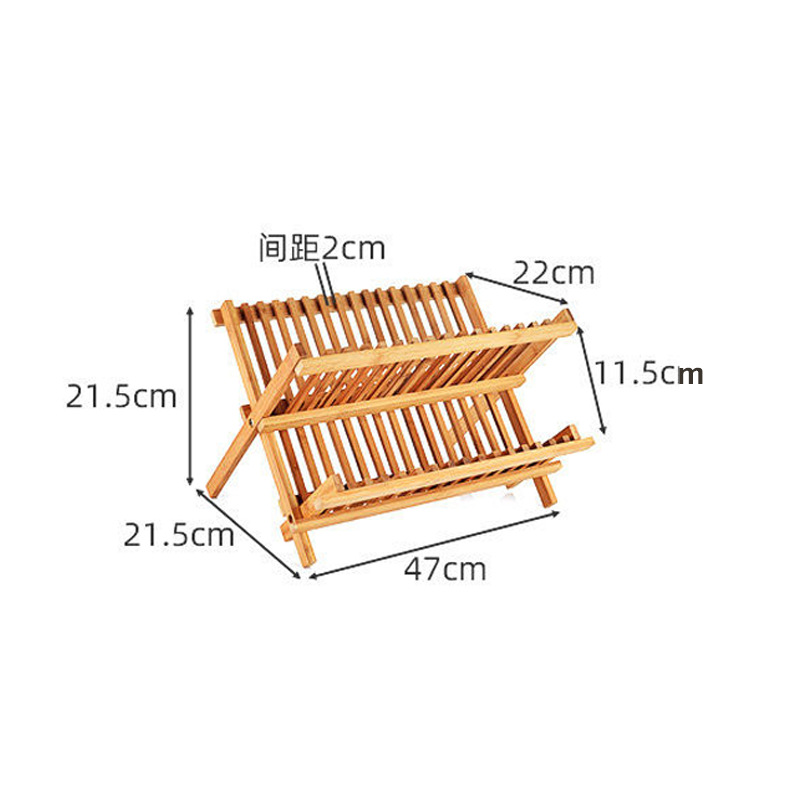 Estante de platos plegables de bambú estante de drenaje de almacenamiento y acabado de montaje multifuncional de taza integrada estante de platos de bambú