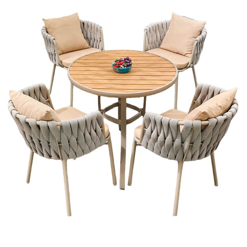 Mesa y silla al aire libre diseñador creativo bar patio mesas y sillas de tres piezas mesas de té sillas de caña modernas y minimalistas muebles