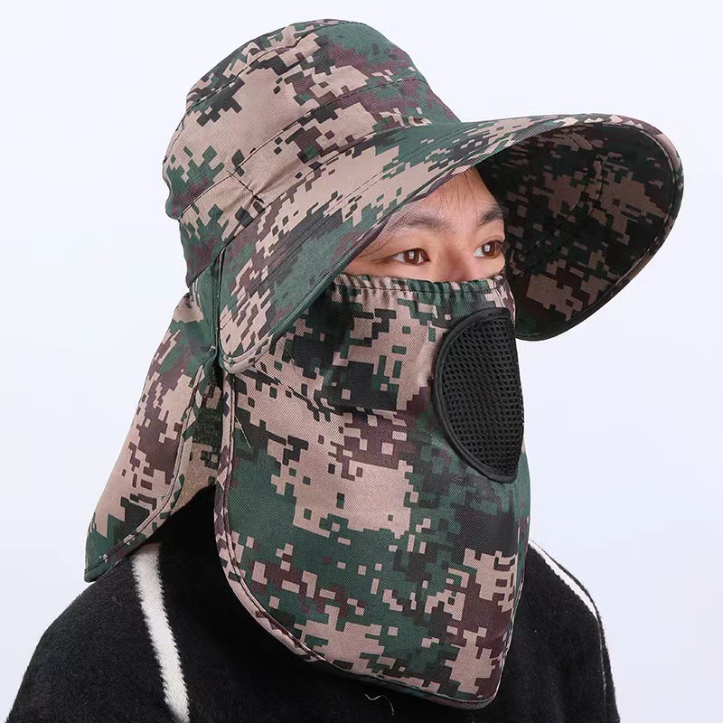 Sombrero de protección solar para hombre, sombrero de verano, sombrero para el sol, máscara de trabajo, sombrero fresco, protección UV, sombrero para ciclismo y pesca, transpirable.