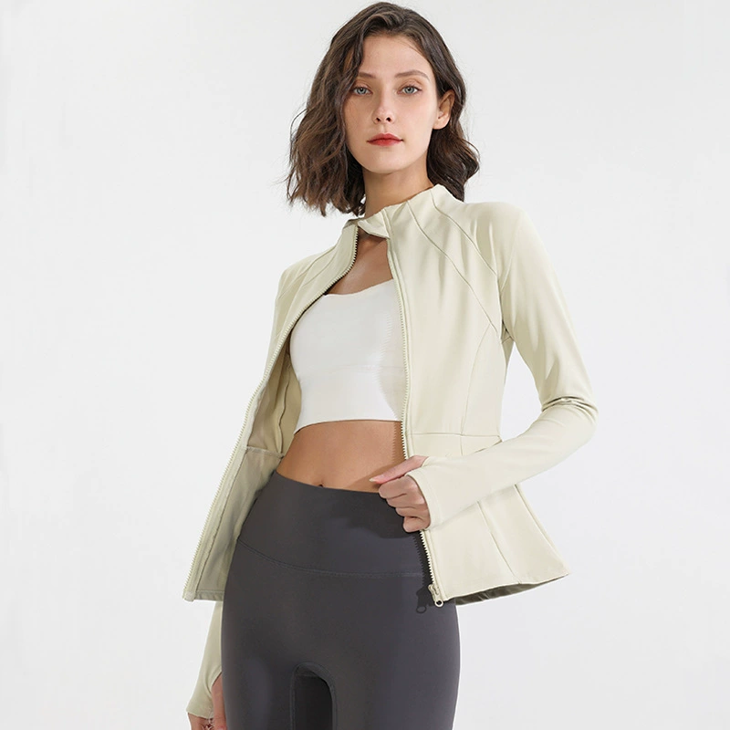 Женская флисовая куртка для йоги, ветрозащитная спортивная куртка на молнии, быстросохнущая, дышащая, с длинными рукавами для бега и фитнеса, для осени и зимы.