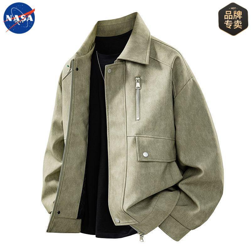 NASA品牌复古皮衣外套男士秋冬季美式潮流痞帅高质量休闲男装夹克|undefined