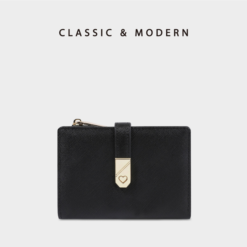 2026 New Cross-Pattern Short Wallet for Women, Korean Style Light Luxury Heart-Shaped Clasp Card Holder, Portable Wallet 2026 New Cross-Pattern Short Wallet for Women, Korean Style Light Luxury Heart-Shaped Clasp Card Holder, Portable Wallet