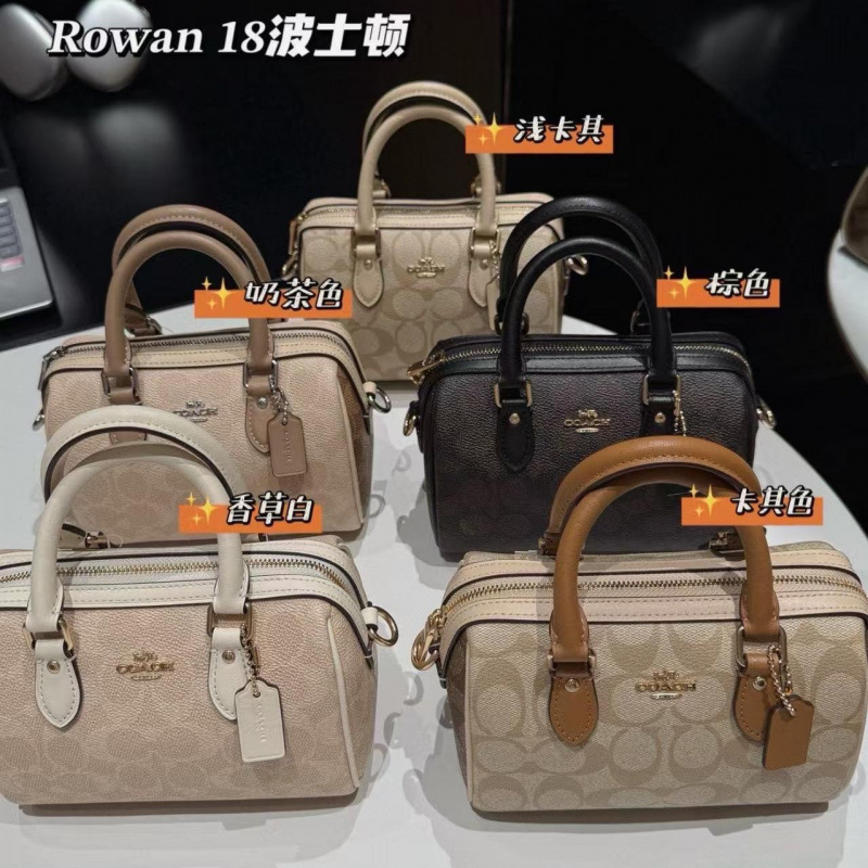 New Coach Rowan Classic Monogram Mini Boston Pillow Bag, Fashionable Handbag, Shoulder Bag, Crossbody Bag for Women New Coach Rowan Classic Monogram Mini Boston Pillow Bag, Fashionable Handbag, Shoulder Bag, Crossbody Bag for Women