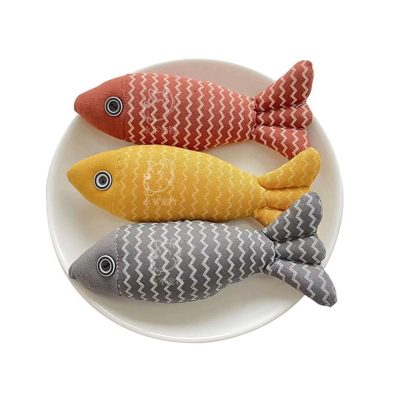 Домашние животные кошки с мятой рыбы игрушка с мешковинкой