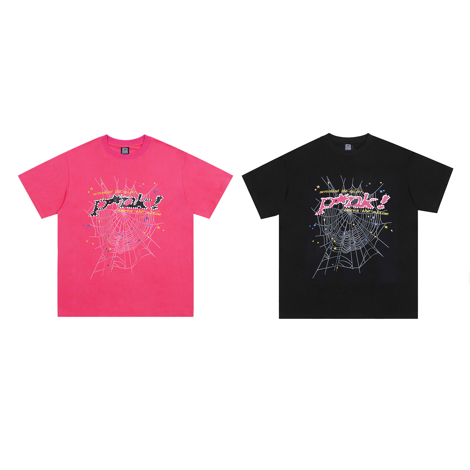 Sp5Der Hip-Hop Singer Young Thug Same Style Foam Letters 555555 Couple T-Shirt Pink Short-Sleeved Tee