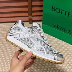 BJ&BV真皮王一博同款银色老爹鞋女酷炫网格厚底百搭透气运动鞋