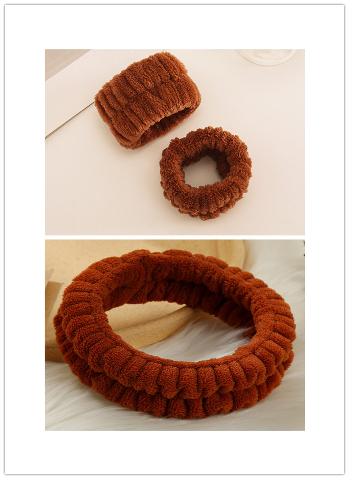 기계 재봉 머리띠 1 + 손목 2-어두운 카레 색 (3 세트)(20*12*2.5cm 53g)