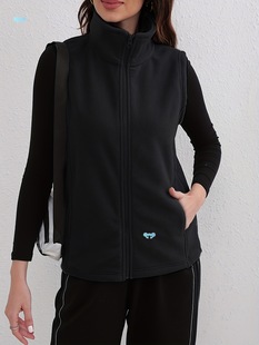 Women's Cozy Fleece Vest with Zipper Long Sleeve Hooded Cross-Border