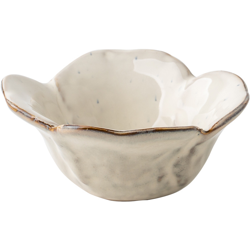 Pétalos retro Plato de sabor de cerámica de 3,5 pulgadas Plato de vinagre de condimento de olla caliente Plato de inmersión Plato pequeño japonés Exportación transfronteriza