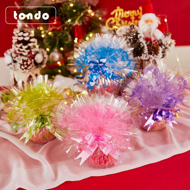 圣诞节苹果包装纸 OPP圆形透明印花玻璃纸防水塑料纸鲜花包装材料