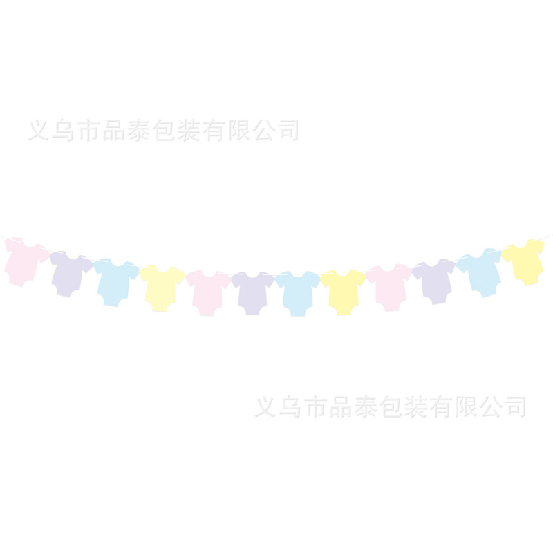 跨境男女宝宝迎婴洗浴格子连体衣服拉旗装饰周岁生日派对布置道具|undefined