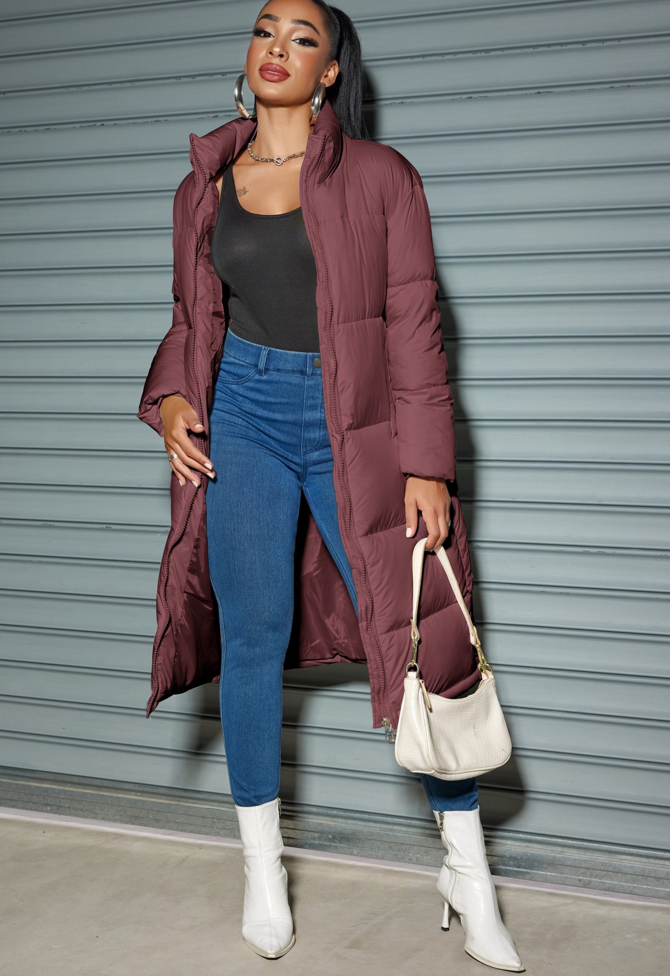 Roupas femininas inverno feminino longo algodão casaco moda feminina zíper cor sólida algodão casaco quente_voghion.com