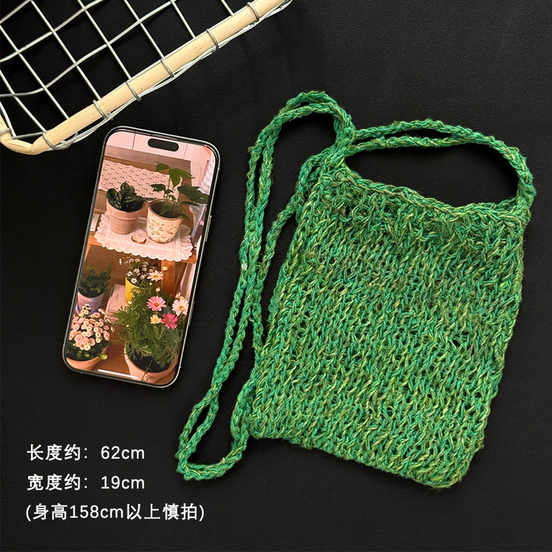 ネパール製純手織り綿麻ミニショルダーバッグ 軽量コンパクト綿麻風外出用スマホバッグ|undefined
