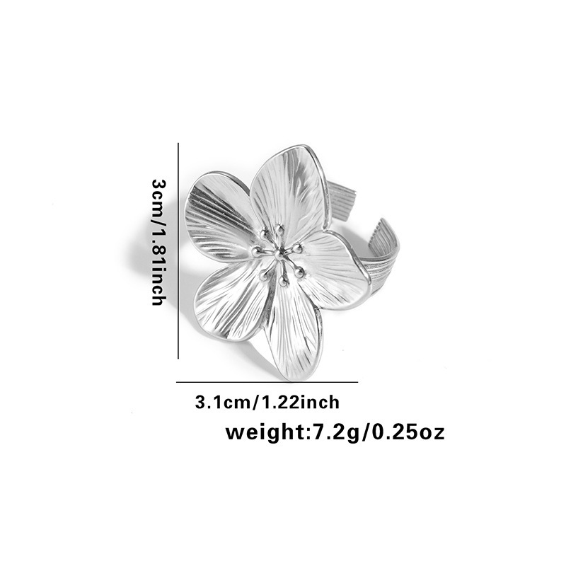 Women's Gender Wholesale Jewelry IG Style Flower Butterfly Titanium Steel Plating Open Rings