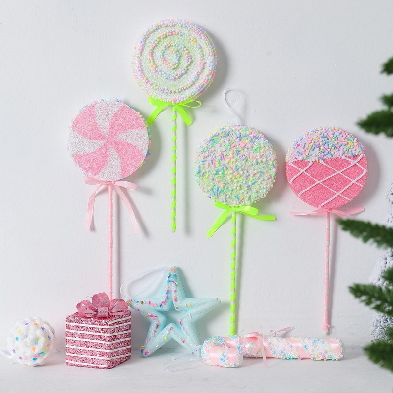 メーカー直接供給泡キャンディスティッククリスマス装飾ペンダント子供用マカロンカラークリスマスツリーホリデーギフト|undefined