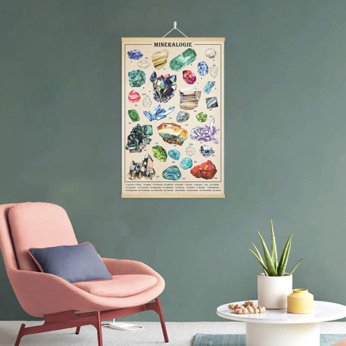 Gem crystal ore illustration hanging scroll painting Amazon best selling retro living room decoration painting entrance hanging scroll painting