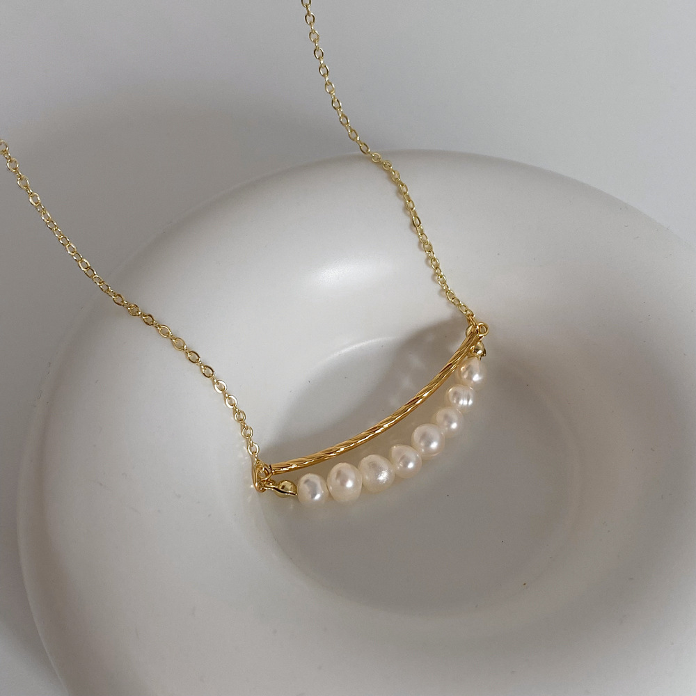 8g Weight Necklace Classification cable chain Chain Type 1 Piece Quantity Modern Style Geometric Freshwater Pearl Plating Necklace