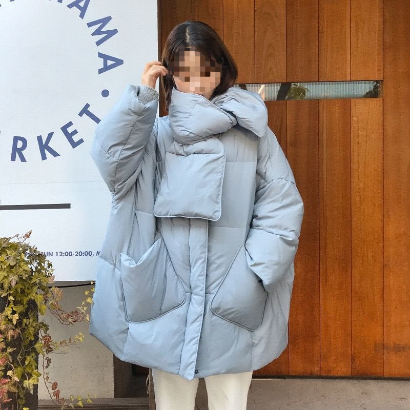 2025 New Scarf Down Jacket For Women, Mid-Length, Loose Fit, Fashionable And Stylish Korean Version Winter Coat_voghion.com