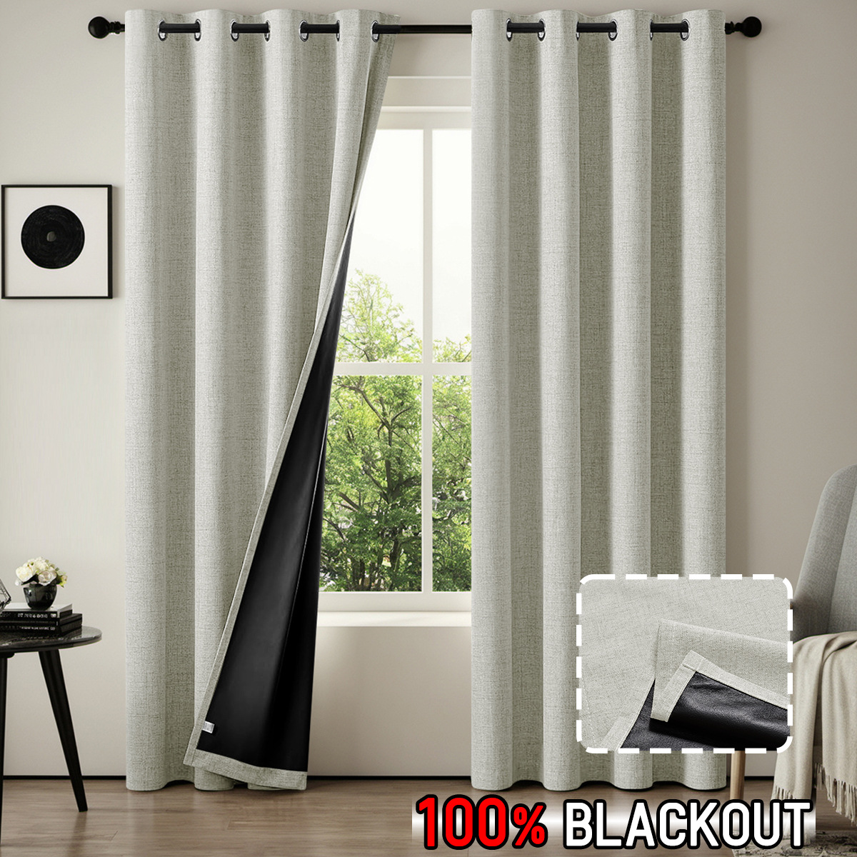 El superventas de Amazon, imitación de cáñamo, cáñamo arcoíris, película negra, cortinas opacas completas, protección solar para sala de estar, fabricante de fuentes de cortinas terminadas