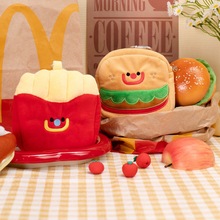 萌趣卡通零钱包 汉堡系列迷你收纳耳机包高颜值毛绒猫咪钥匙小包